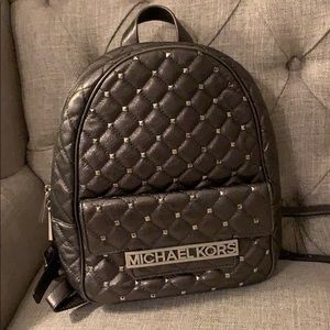 Michael Kors metallic grey Kim quilted backpack